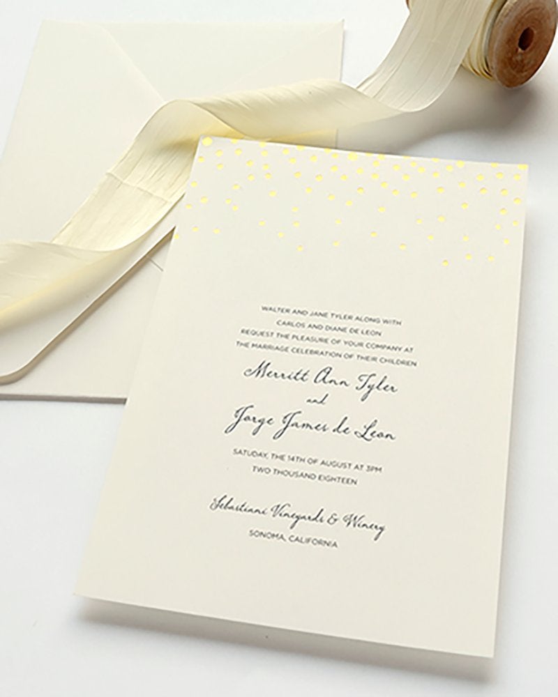 Gartner Studios Gold Foil Dots Print-at-Home Wedding Invitation Kit, Ivory, 5â€ x 7â€, Set of 25 - Image 2